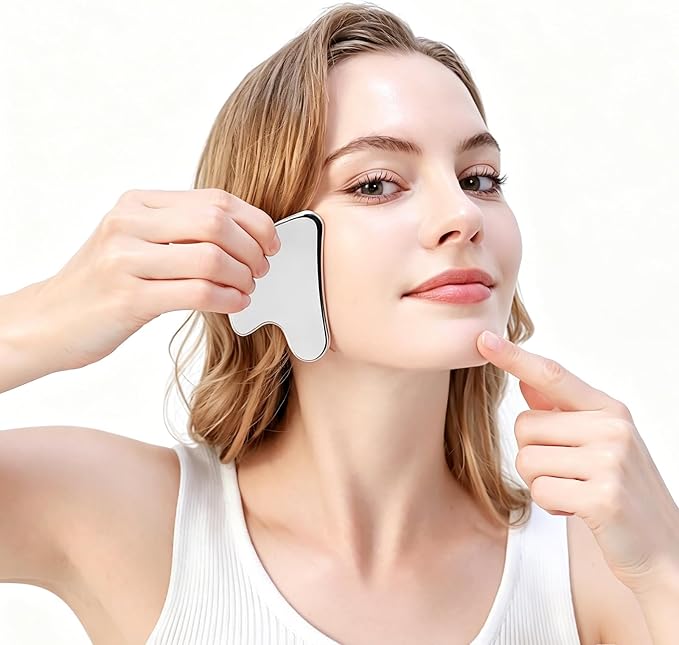 BYYDDIY Stainless Steel Gua Sha Facial Tools, Metal Gua Sha for Face,Tighten Skin Massage, Guasha Beauty Tool for Body Eyes (W.F-s.S)