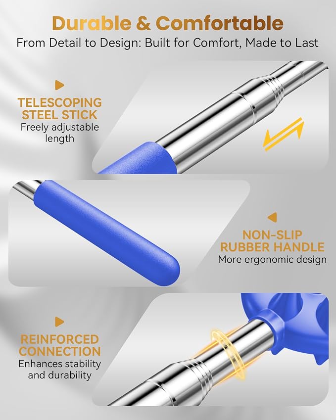 Upgraded Reinforced Telescoping Back Scratcher with 5 Detachable Heads, Larger Scratching Tips,Dad Gifts for Men, Women and Adults