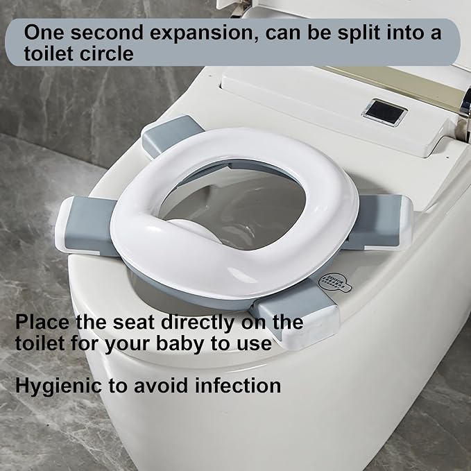 Children's Toilet Collapsible Outdoor Travel Potty Baby's Pee Pail Portable Toilet (Gray)
