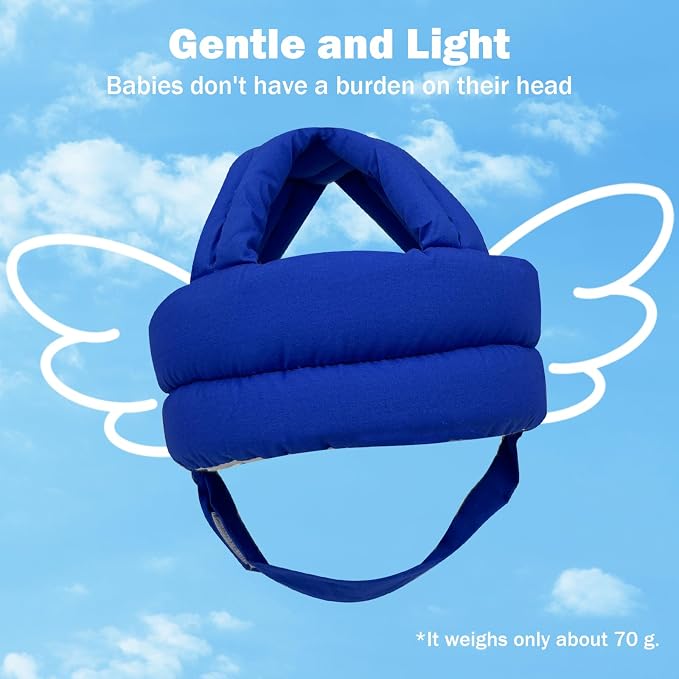 Baby Head Protector Baby Helmet for Crawling Walking, No Bumps Safety Head Adjustable Protective Cap for Walking, Playing (Sapphire Blue)