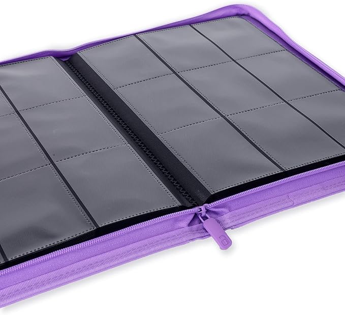 Vault X 9 Pocket Zip Binder, 360 Cards, Exo-Tec Material, 20 Side-Loading Pages (Purple)