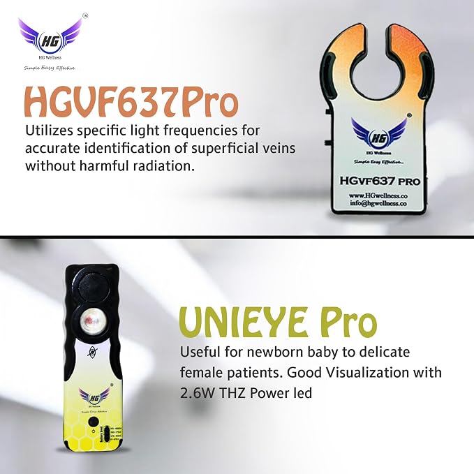 Vein Finder ComboPro for IV Access Kit by HG Wellness Includes IV Access 637pro Vein Finder and unieye pro Phlebotomy Device