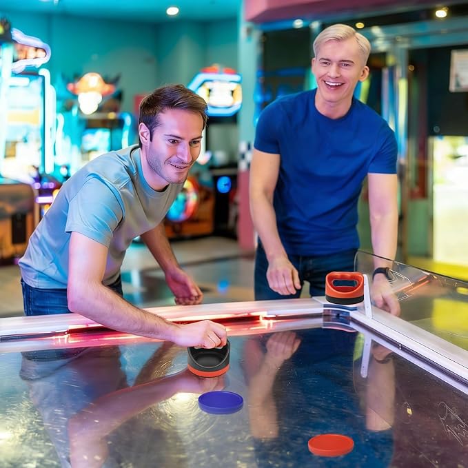 Air Hockey Pushers Air Hockey Pucks &Paddles,Goal Handles Paddles Replacement Accessories for Game Tables Include 2 Pushers, 4 Red &4 Blue Pucks