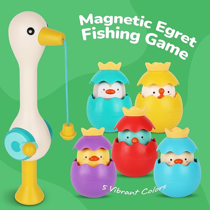 ArtCreativity Magnetic Fishing Toy - Baby Bath Game Fishing Rod with Strong Magnets Catch Floating Plastic Eggs - Waterplay Toys Set for Toddlers Boost Eye-Hand Coordination & Sensory Development