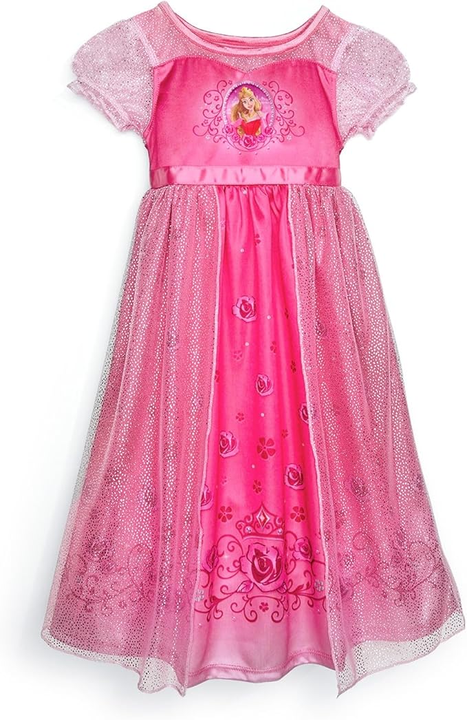 Disney Girls' Princess Dress Nightgown, Fantasy Gown, Soft & Cute Pajamas for Kids