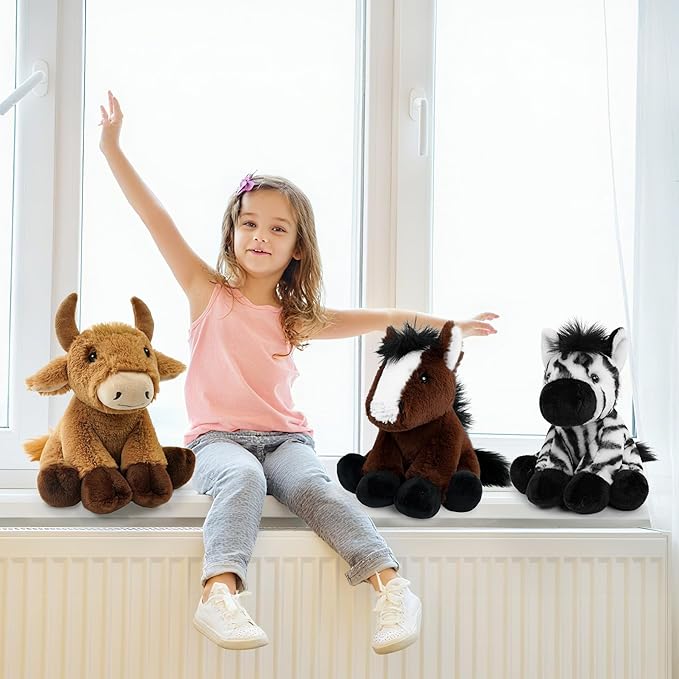 Bull Stuffed Animal Toys, 8.5 Inch Soft and Cuddly Bull Plush Animals Toy, Cute and Realistic Stuffed Animals Gifts for Boys and Girls Soft Toy for Kids