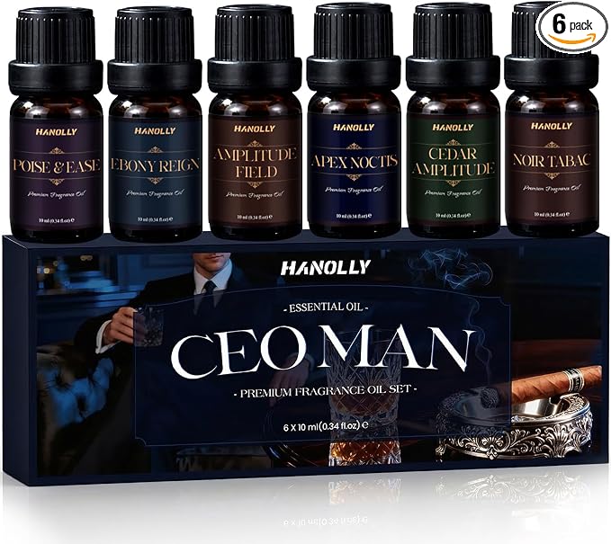 Luxury Men Essential Oils Set for Diffuser for Home, Fathers Day Gift for Men, Dad, Boyfriend, Masculine Fragrance Oils for Candle & Soap Making, Confident Aromatherapy Oils Kit, CEO Scented Oil