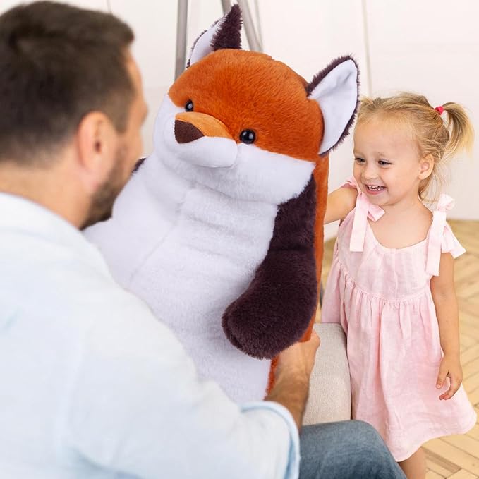 ARELUX Giant 22in Big Fox Plush Large Stuffed Animal Hugging Pillow: Soft Jumbo Sleeping Body Warm Fluffy Pillow Adorable Chubby Plushie Toy Gifts for Boys Girls