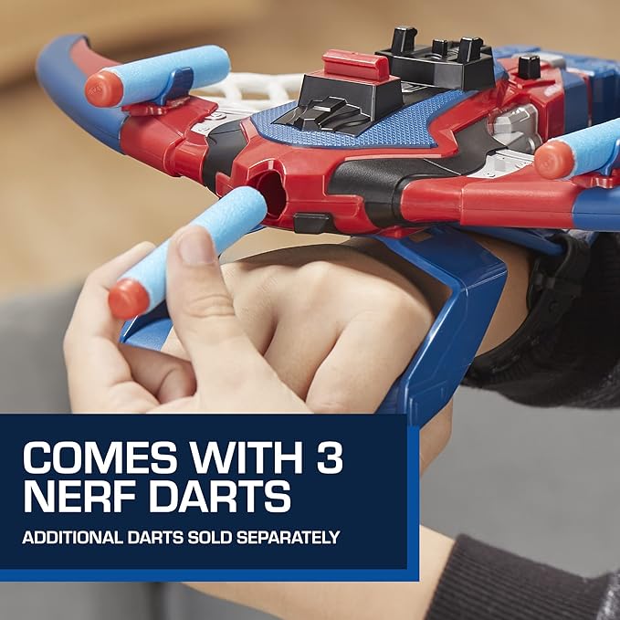 Marvel Spider-Man Web Shots Spiderbolt NERF Powered Blaster Toy, Fires Darts, 3 Darts, Kids 5+ Years (Amazon Exclusive)
