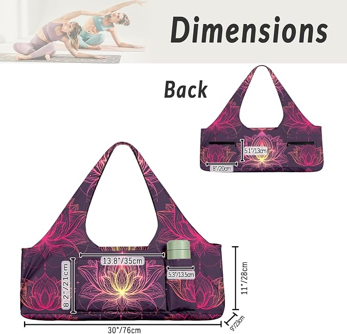 Women's Yoga Bag with Yoga Mat Carrier - Large Mat Pocket Fitness Tote for Pilates, Gym, Travel, Office & Beach