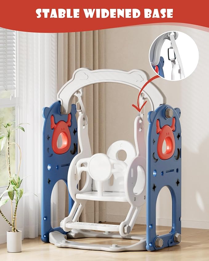 XJD 13-in-1 Toddler Slide and Swing Set, Kids Slide for Toddlers Age 1+, Toddler Outdoor Playset New Upgrade with Golf Set, Basketball Hoop, Drawing Board for Playground (Red Blue)