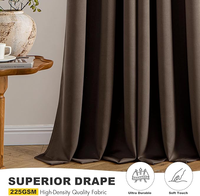 MIULEE Blackout Curtains for Bedroom 2 Panels 40"x45" Long Chocolate Brown | Thermal Insulated, Living Room Darkening Grommet Drapes, Noise Reducing, Light Blocking Window Treatments