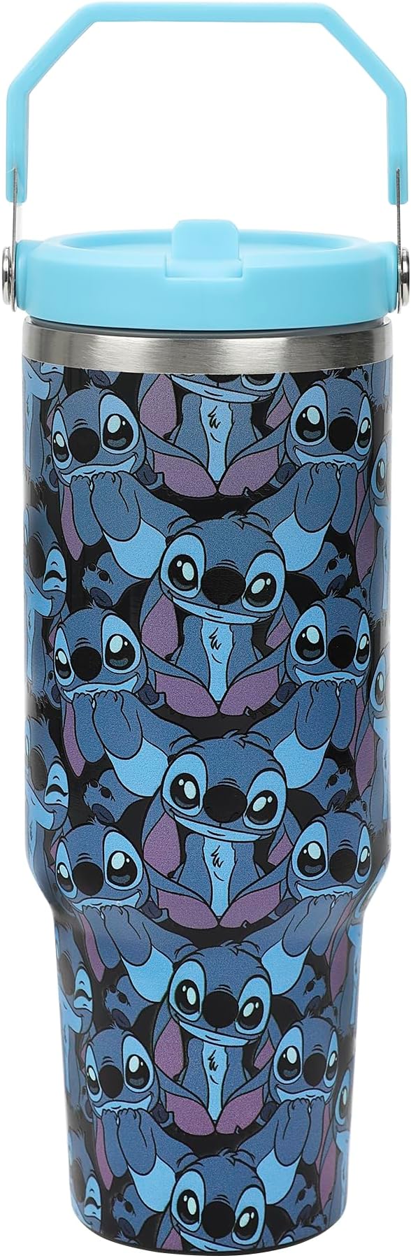 Disney Stitch All-Over Print Blue 40 Oz Stainless Steel Tumbler With Handle