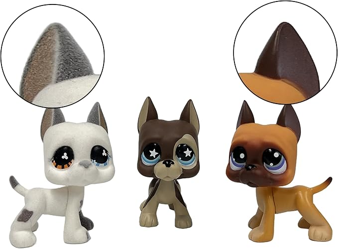 3pcs/Set Custom Flocked Pet Shop Toys Short Hair Cat Kitten Collie Great Dane Cocker Spaniel Dachshund Puppy Dog OOAK Compatible with LPS (#577 and 817 and 244)