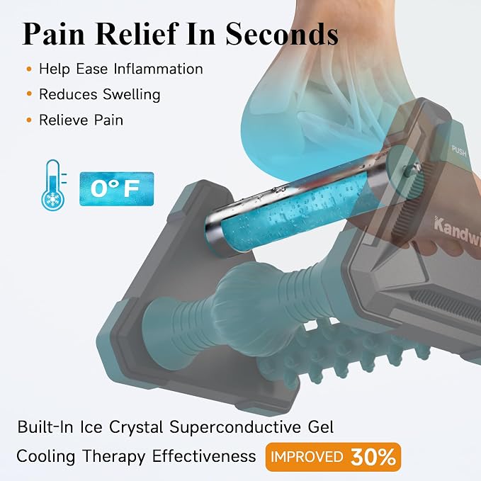 Icing Plantar Fasciitis Relief Foot Roller Massager, Green | Cold Rolling Massage Tool for Heel Arch Pain & Sore Tired Feet, Runners, Athletes, Standing Workers, Home Office Gym Use