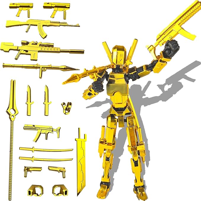 Assembly Completed T13 3D Printed Action Figures,Dummy 13 Robot 13 Movable N13 Action Figure, Lucky 13 Gift for Collectors Desktop Decorations for Game Lovers Toy(Metallic Color)