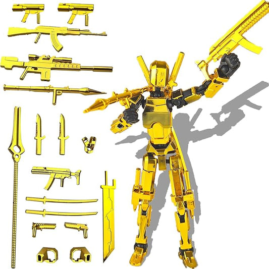 Assembly Completed T13 3D Printed Action Figures,Dummy 13 Robot 13 Movable N13 Action Figure, Lucky 13 Gift for Collectors Desktop Decorations for Game Lovers Toy(Metallic Color)