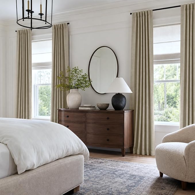 100% Blackout Shield Linen Blackout Curtains for Bedroom 108 Inches Long, Back Tab/Rod Pocket Living Room Drapes, Thermal Insulated Blackout Curtains 2 Panels Set, 50" W x 108" L, Plaza Taupe