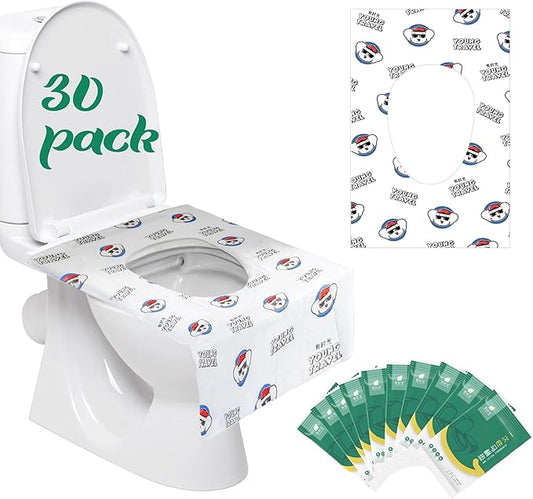YOUNGTIME Toilet Seat Covers Disposable 30 Pack, XL Coverage Waterproof Toilet Seat Cover for Adults and Kids Potty Training,Travel Accessories for Public Restrooms,Airplane(Elephant)