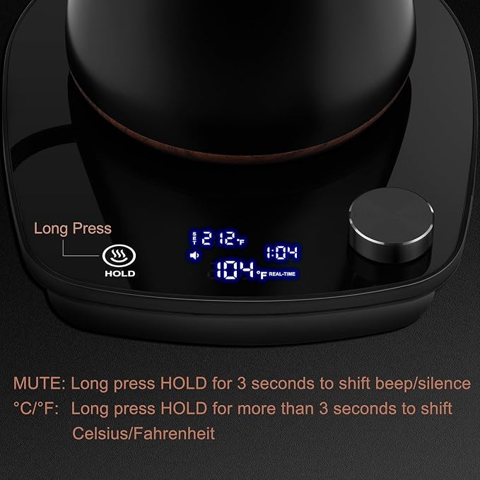 Gooseneck Electric Kettle, Intelligent Temperature Control, Stainless Steel Inner, Quick Heating, for Pour Over Coffee, Brew Tea, Boil Hot Water, 1000W 0.9L Black