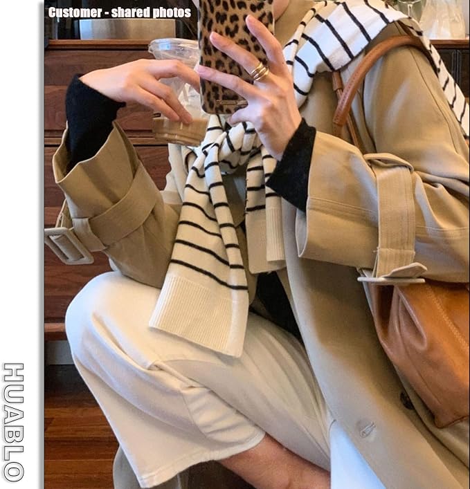huablo Women's Fashion Knitted Shawl - Khaki Sweater Shawl for Air-Conditioned Rooms