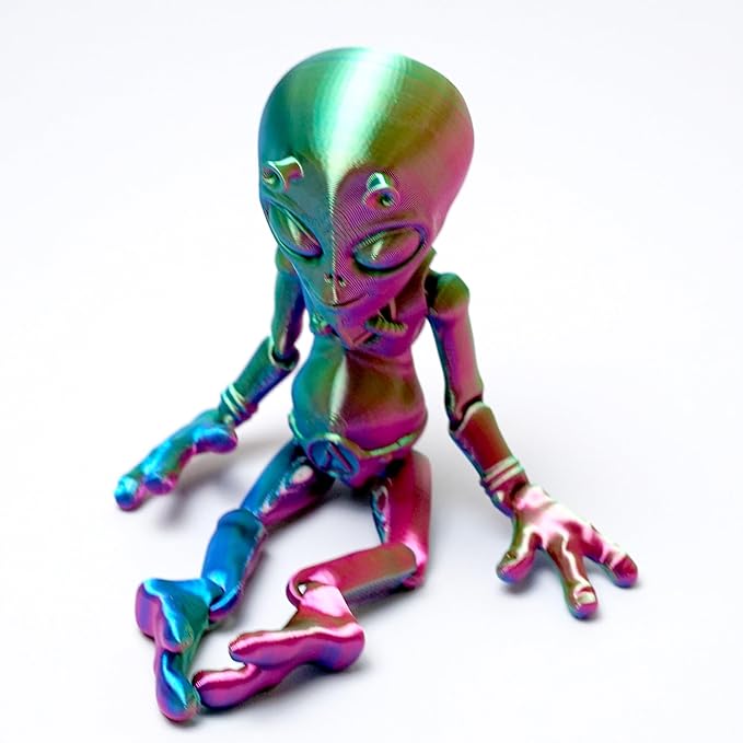 3D Printed Alien Model,Flexible Realistic Articulated Animal Fidget Toys,Mystery Figurines Gifts for Easter,Executive Desk Funny Décor and Festival Collectible,Easter Basket Stuffers (RGB)