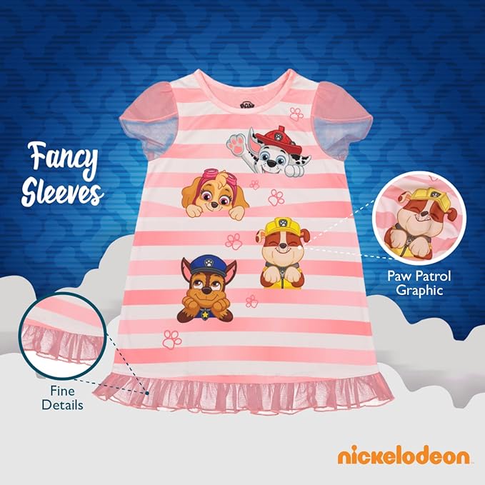 Nickelodeon Girls' Nightgown, Fantasy Gown, Comfortable Sleepwear, Soft & Cute Pajamas for Kids