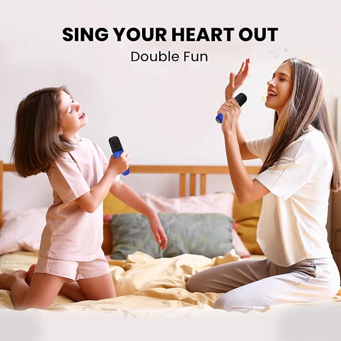 Karaoke Machine for Kids, 2026 TOP Toys Birthday Gifts Ideas for Girls Ages 4, 5, 6, 7, 8, 9, 10, 12+ Years Old, Portable Mini MP3 Player with 2 Wireless Mics for Party