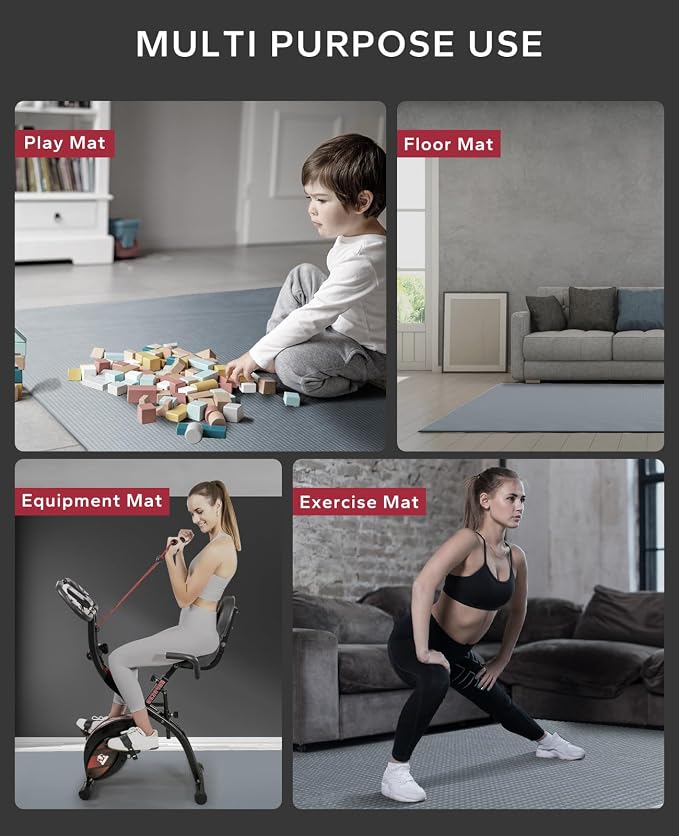 HAPBEAR Large Exercise Mat-7'x5'/6'x8'/6'x9'/6'x10'/6'x12'x8mm(1/3"),Non-Slip, Ultra Durable, Thick Workout Mat for Home Gym Flooring Cardio, Yoga for Fitness, High-Density, Shoes-Friendly