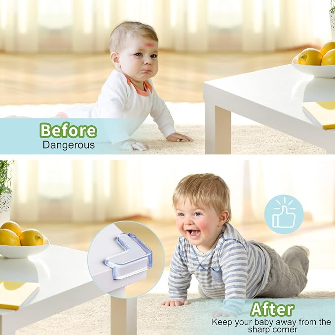 12 Pack Corner Protector for Baby: Baby Proofing Safety Corner Clear Furniture Tablet Corner Protection| Protectors Guards, Baby Proof Bumper & Cushion to Cover Sharp Furniture & Table Edges(L Shape)