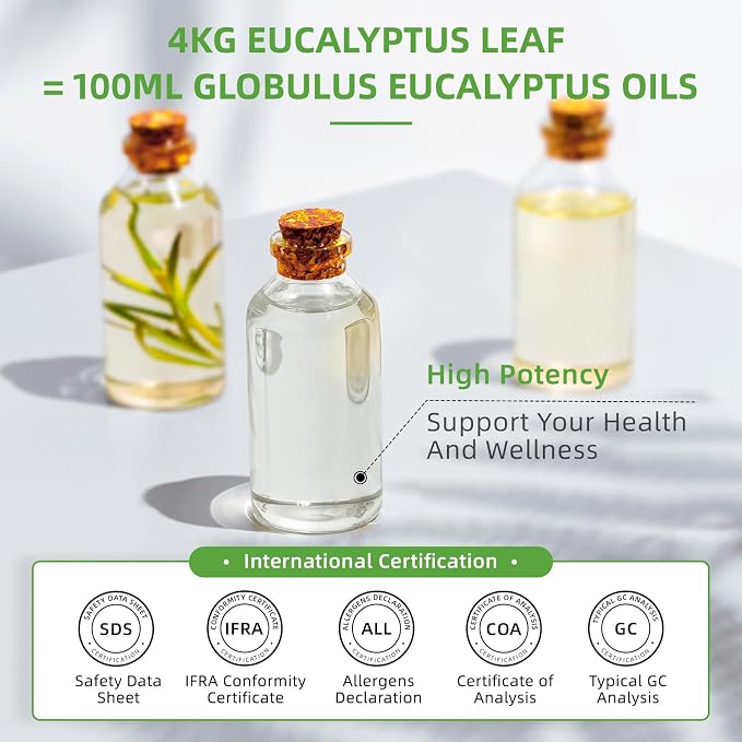 HIQILI Eucalyptus Essential Oil for Spray, Diffuser & Skin - 16 Fl Oz