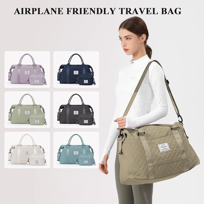 Travel Duffel Bag, Carry On Overnight Weekender Bags for Women | Travel Bag with Wet Pocket & Trolley Sleeve, For Spirit Airlines 18x14x8 Personal Item Bag