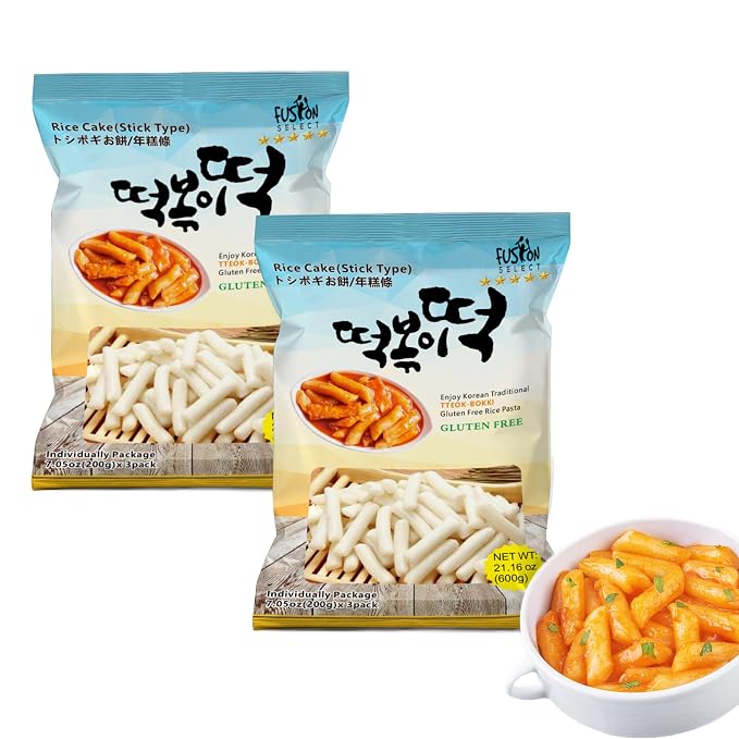 Fusion Select 2 Packs Korean Rice Cakes - Tteokbokki Stick Gluten Free 21.16oz Per Pack