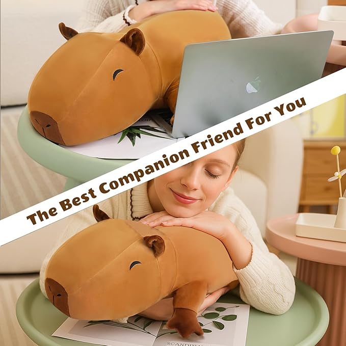 Weighted Capybara Stuffed Animals, Cute Weighted Capybara Plush, Soft Stuffed Weighted Plushie Pillow Gifts for Girls Boys(23.6" 3.1Lbs)