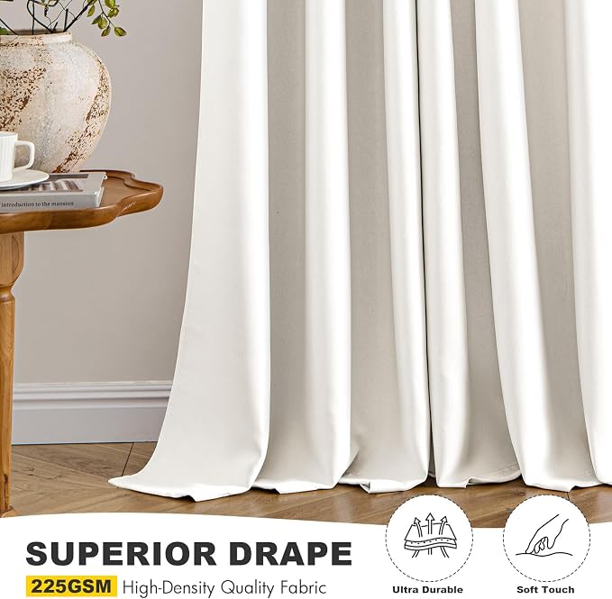 MIULEE Blackout Curtains for Bedroom 2 Panels 40 x 54 Inch Long Ivory | Thermal Insulated, Living Room Darkening Grommet Drapes, Noise Reducing, Light Blocking Window Treatments