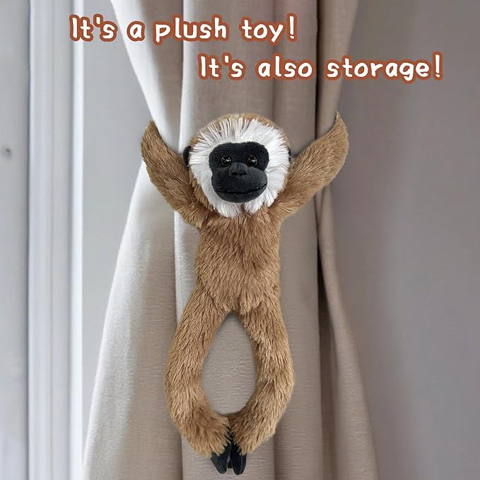 2 Pcs 50CM Realistic Hanging Plush Anima Monkey Toys with Hands and Feet and Parent-Child Knot, Monkey Soft Long Plush Jungle Party Decoration Curtain Storage Toys Stuffed Animals for Kids 4-8