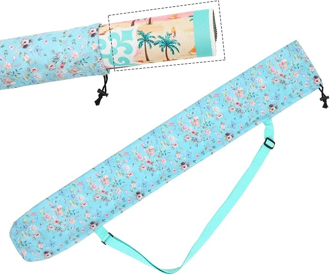 Shinylin 35 Inch Mahjong Mat Carrying Bag with Strap, Printed Drawstring Mahjong Holder Bag Outdoor Travel Canvas Storage for Board Games, Yoga Mats, Tripod