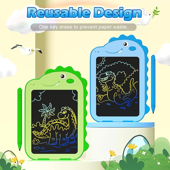 2 Pack LCD Writing Tablet for Kids, 6.5 Inch Colorful Doodle Board Drawing Tablet, Educational Kid Toys, Doodle Pad Dinosaur Toys for 3 4 5 6 7 8 Year Old Boys Girls