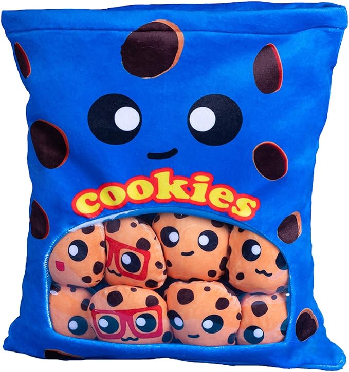 REFAHB Yummy Cookie Stuffed Toy Game Pillow, Cute Plush Cushion, Delicious Food Dessert Package, Birthday Gift (8pcs a Bag, Blue)