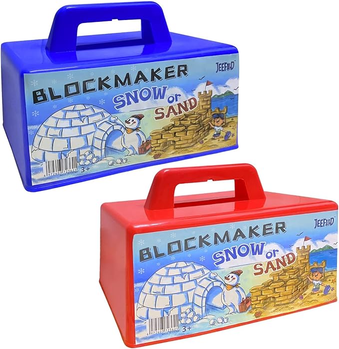 JEEFUD Snow Block Maker, Sand Castle Mold, Beach Snow Building Kit Toys for Kids, Winter Outdoor Toys 2 Pack (Blue&Red)
