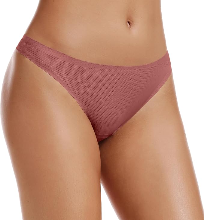 voenxe Seamless Women Underwear Thongs,No Show Ladies Thong,No Line Workout Breathable Comfortable Panties,Soft Undies,5-Pack