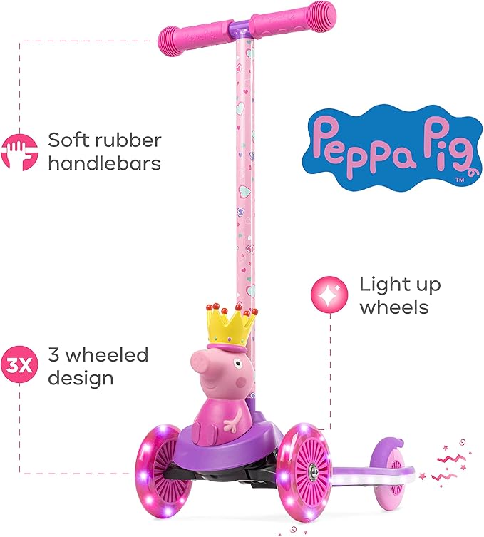 3D Kick Scooter for Kids, Self-Balancing 3 Wheeled Light Up Scooter with Extra Wide Anti-Slip Deck, Rear Brake, Lean to Steer, Lightweight Design, for Kids 3 and up, 75 LB Limit