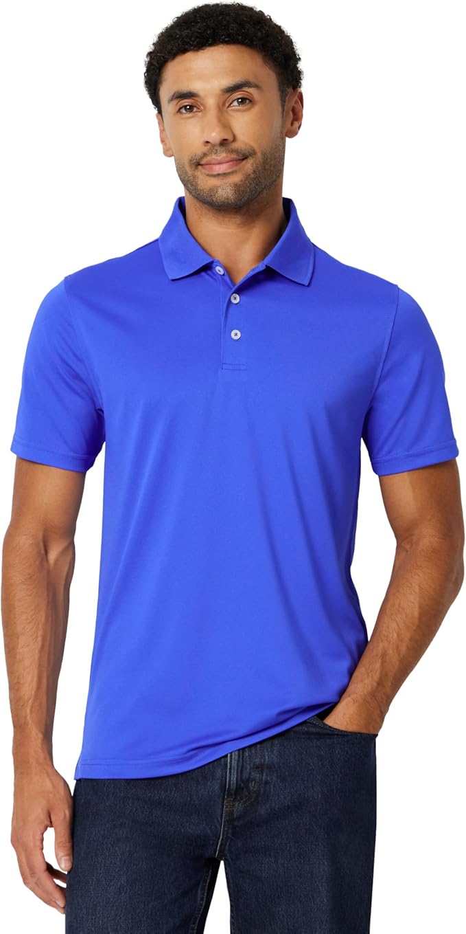 Amazon Essentials Men's Moisture Wicking Golf Polo Shirt, Short Sleeve, Slim-Fit, Quick-Dry, Active Wear