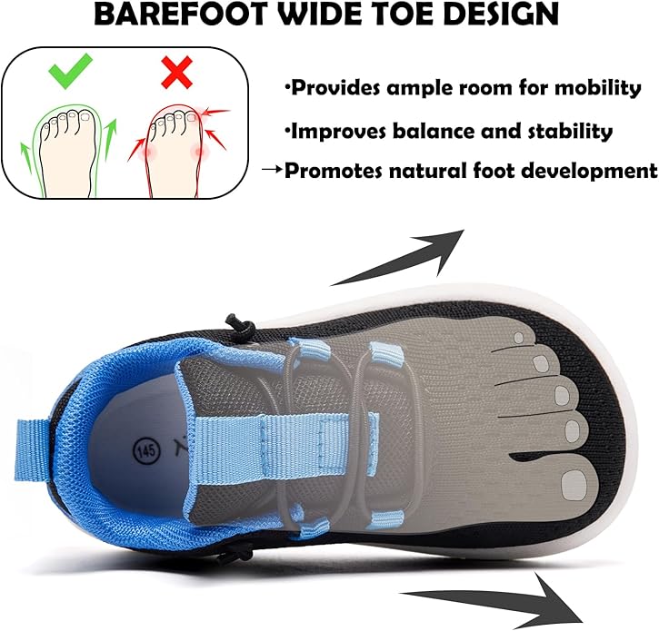 MORENDL Wide Toddler Shoes Baby Walking Shoes Girls Boys Zero Drop Minimalist Sneakers Slip On Tennis Shoe Breathable Naturally Flexible