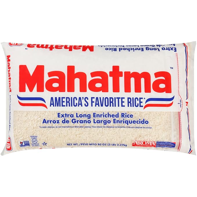 Mahatma Extra-Long-Grain White Rice, 5-Pound Bag | Long-grain white rice for stovetop or microwave, quick and easy to cook, gluten-free, vegan, kosher, non-GMO, bulk bag