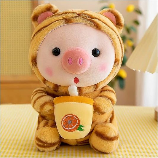 Pig Plush Pillow Pig Dressed Up As Frogs Tigers Rabbits Cute Plush Toy Gifts for Boy Girl (Yellow, 12.9 in)