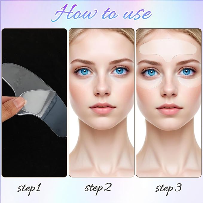 Dimeho 11 Pcs Neck Wrinkle Patches Reusable Silicone Forehead Wrinkle Mask No Adhesive Under Eye Pad for Plump Wrinkles Skin Lines Overnight Beauty Eyecare Cream Applicator while Sleeping