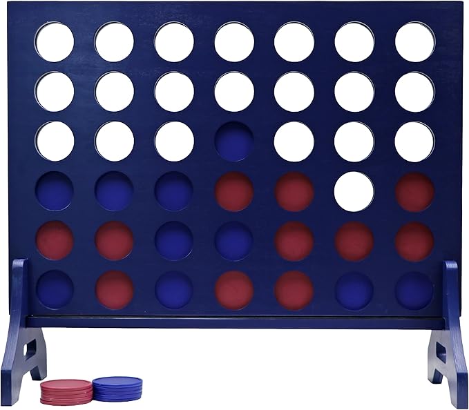 Tailgating Pros Premium Navy Giant Four in a Row with Carrying Case - Jumbo Oversized Outdoor Yard Game - Connect Multiple Pucks in a Row to Win - Many Puck Colors Available!