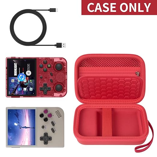 PAIYULE Travel Case Compatible with RG353V/ RG353VS/ R36S Retro Handheld Game Console, Handheld Emulator Storage Holder Organizer, Android Game Console Carrying Bag (Red) (Box Only)