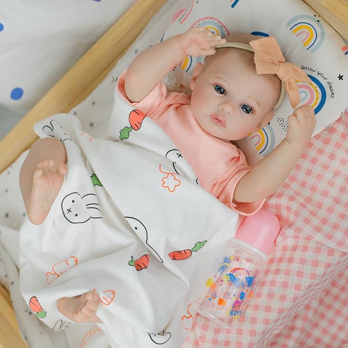 Reborn Baby Dolls 18 inch Real Like Realistic Newborn Baby Dolls Girl with Soft Weighted Body Doll Accessories Gift Set for Kids Ages 3 and Up